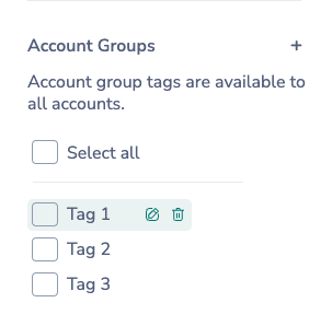 Account Group Tag Manager - Edit Tag