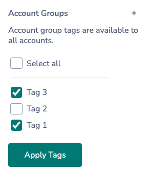 Account Group Tag Manager - Selected Tags
