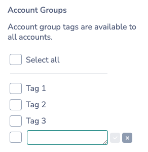 Account Group Tag Manager with new Tag Field